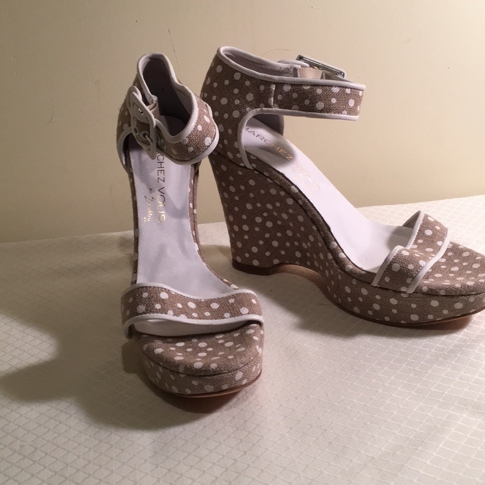 Linen and Leather Marchez Vous Platform Sandals